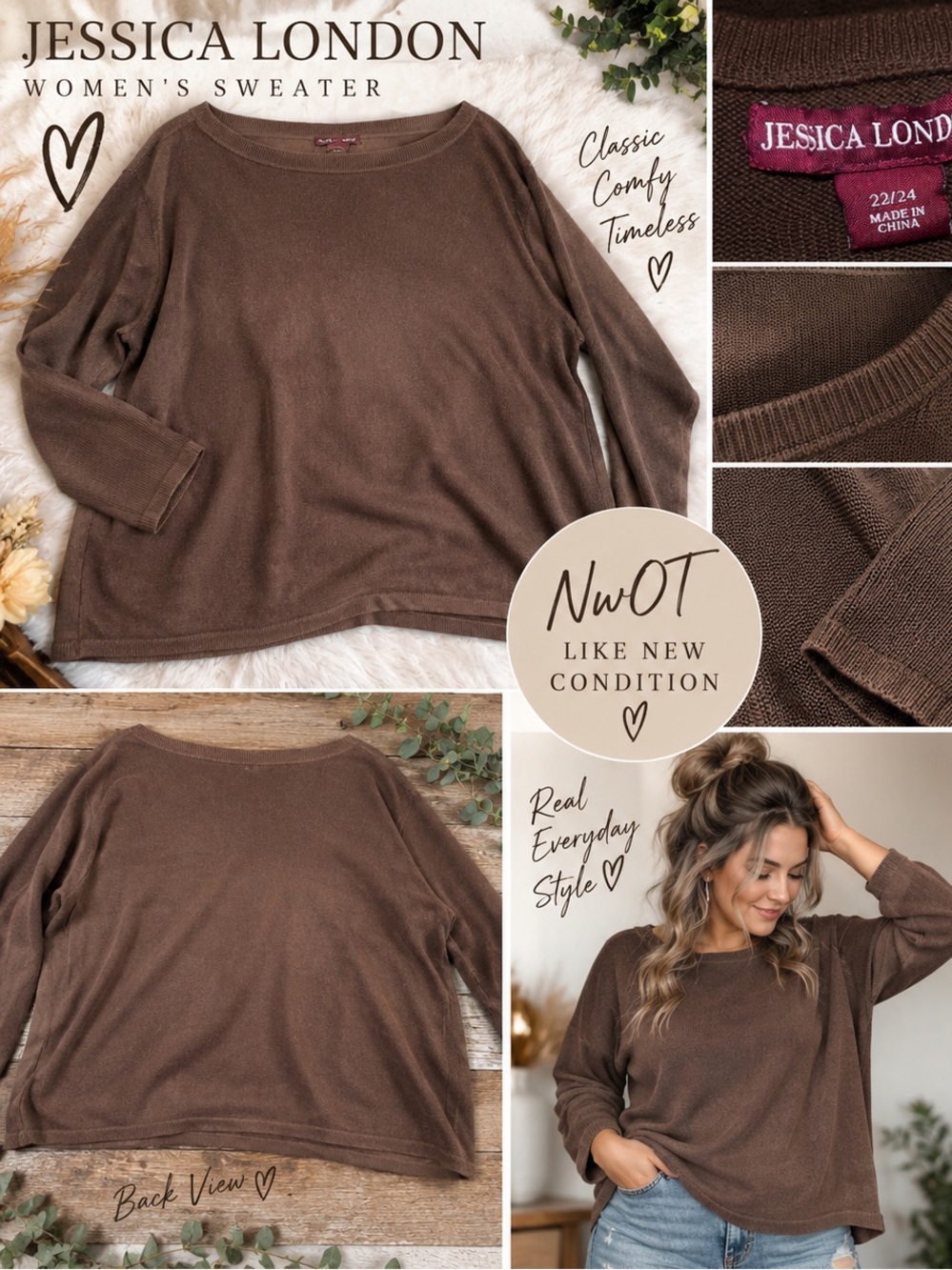 NWOT Jessica London Knit Sweater Women’s 22/24 XL/2X